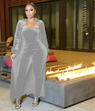 Load image into Gallery viewer, Velour Jumpsuit+Long Sleeve Cardigan