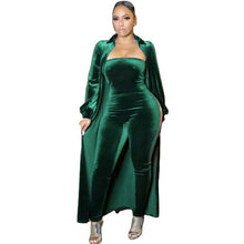 Load image into Gallery viewer, Velour Jumpsuit+Long Sleeve Cardigan