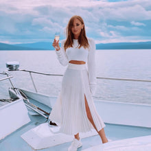 Load image into Gallery viewer, Flirty Knit Pleated Skirt Set