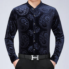 Load image into Gallery viewer, Dragon Patterned Velour Long Sleeve Shirt