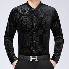Load image into Gallery viewer, Dragon Patterned Velour Long Sleeve Shirt