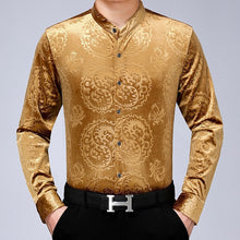 Load image into Gallery viewer, Dragon Patterned Velour Long Sleeve Shirt