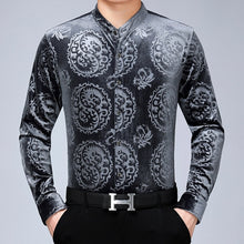 Load image into Gallery viewer, Dragon Patterned Velour Long Sleeve Shirt