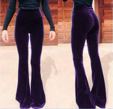 Load image into Gallery viewer, Velvet Flared High Waist Pants