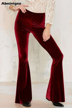 Load image into Gallery viewer, Velvet Flared High Waist Pants