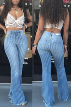 Load image into Gallery viewer, Denim Bell Bottom Casual Ripped Jeans