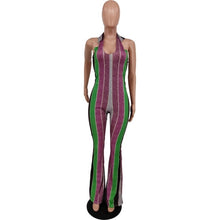 Load image into Gallery viewer, Striped, Backless Bell Bottom Bodysuit