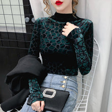 Load image into Gallery viewer, Snake Skin Like Velvet Long Sleeve Pullover Shirt