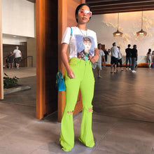 Load image into Gallery viewer, Denim Bell Bottom Casual Ripped Jeans
