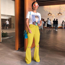 Load image into Gallery viewer, Denim Bell Bottom Casual Ripped Jeans