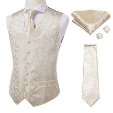 Load image into Gallery viewer, Silk Paisley Vests with Matching Tie, Hanky and Cufflings