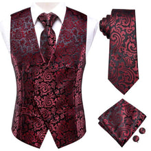 Load image into Gallery viewer, Silk Paisley Vests with Matching Tie, Hanky and Cufflings