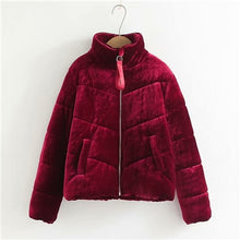 Load image into Gallery viewer, Velvet Thick Solid High Collar Winter Parka