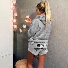 Load image into Gallery viewer, Velour Kitty Cat Hoodie Short Set