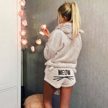 Load image into Gallery viewer, Velour Kitty Cat Hoodie Short Set