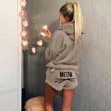 Load image into Gallery viewer, Velour Kitty Cat Hoodie Short Set