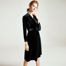 Load image into Gallery viewer, V-Neck Velour Wrap Dress