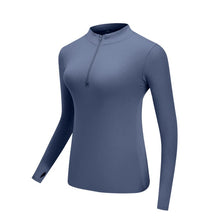 Load image into Gallery viewer, Half Zipper Quick Dry Workout Shirt With Thumb Hole