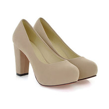 Load image into Gallery viewer, Suede Square Heeled Platform Shoes