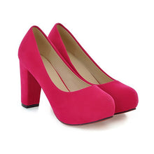 Load image into Gallery viewer, Suede Square Heeled Platform Shoes