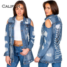 Load image into Gallery viewer, Cut Out Design Ripped Jean Jacket