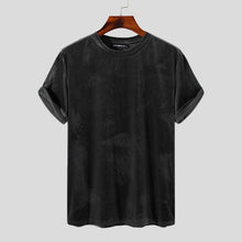 Load image into Gallery viewer, Velour Round Neck Short Sleeve Tee