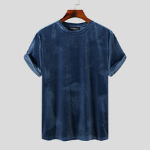 Load image into Gallery viewer, Velour Round Neck Short Sleeve Tee
