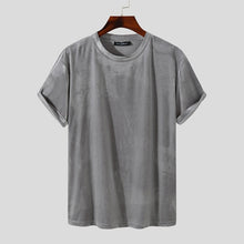 Load image into Gallery viewer, Velour Round Neck Short Sleeve Tee