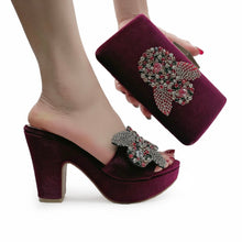 Load image into Gallery viewer, Suede Platform Shoes with Matching Clutch