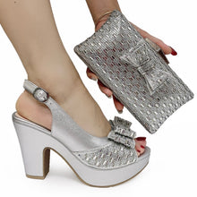 Load image into Gallery viewer, Suede Platform Shoes with Matching Clutch