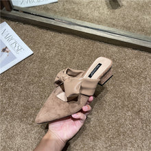 Load image into Gallery viewer, Pointed Suede Bow-tie Sandals