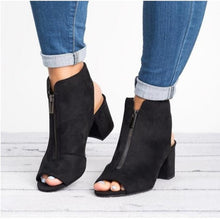 Load image into Gallery viewer, Suede Casual Open Peep Toe Zippered Ankle Boot