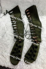 Load image into Gallery viewer, Suede Slim Over The Knee Flat Heel Gladiator Boots