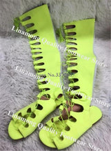 Load image into Gallery viewer, Suede Slim Over The Knee Flat Heel Gladiator Boots