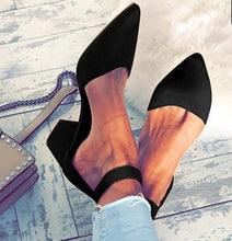 Load image into Gallery viewer, Short Heel Suede Sandals with Ankle Strap