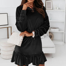 Load image into Gallery viewer, Velour Mini Ruffled A-line Dress
