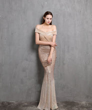 Load image into Gallery viewer, Off Shoulder Elegant Velour Sequin Dress