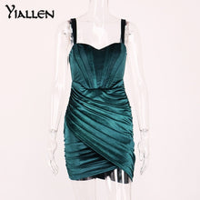 Load image into Gallery viewer, Velour Rusched Spaghetti Straps Mini Dress