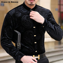 Load image into Gallery viewer, Dragon Patterned Velour Long Sleeve Shirt
