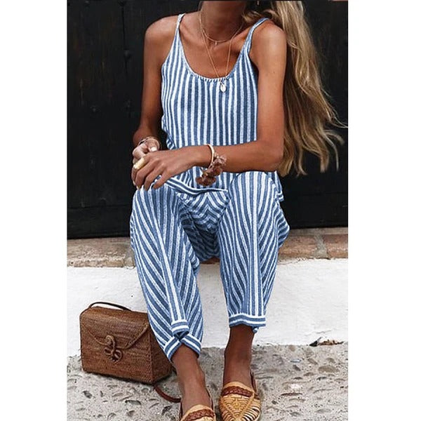 Stripped Sleeveless Jumpsuit