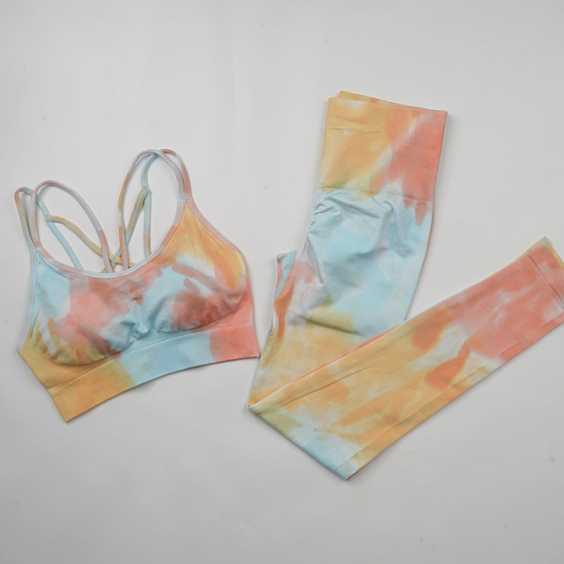 Tie-Dye Yoga Seamless Knitted Yoga Set