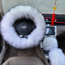Load image into Gallery viewer, Three-piece Fluffy Steering Wheel Cover Set
