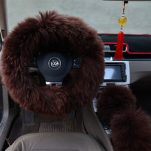 Load image into Gallery viewer, Three-piece Fluffy Steering Wheel Cover Set
