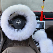 Load image into Gallery viewer, Three-piece Fluffy Steering Wheel Cover Set
