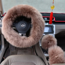 Load image into Gallery viewer, Three-piece Fluffy Steering Wheel Cover Set

