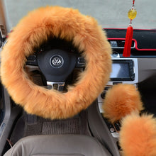 Load image into Gallery viewer, Three-piece Fluffy Steering Wheel Cover Set
