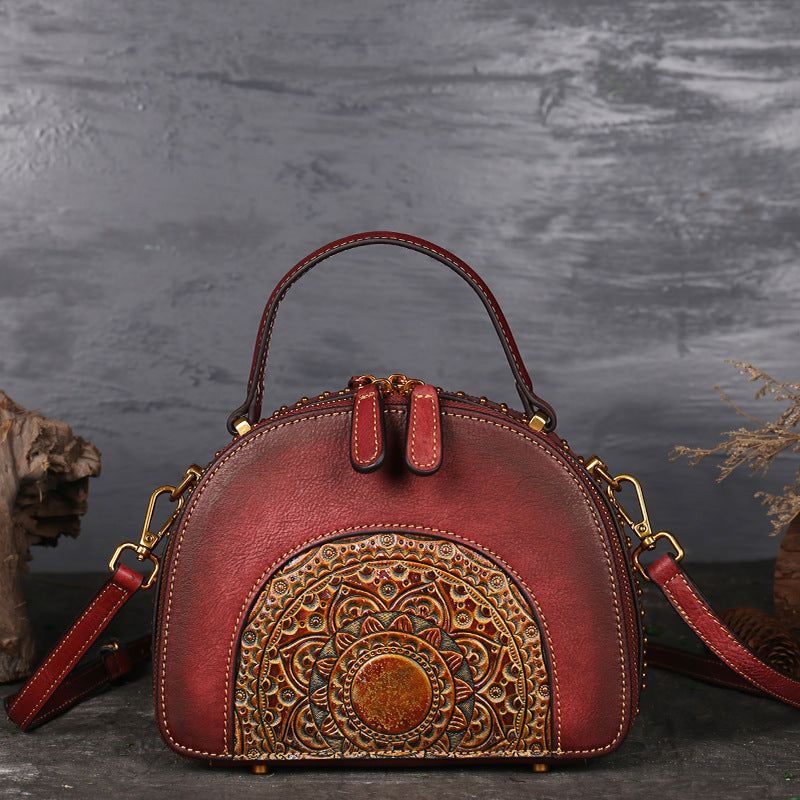 Vintage Suede Embossed Handbag