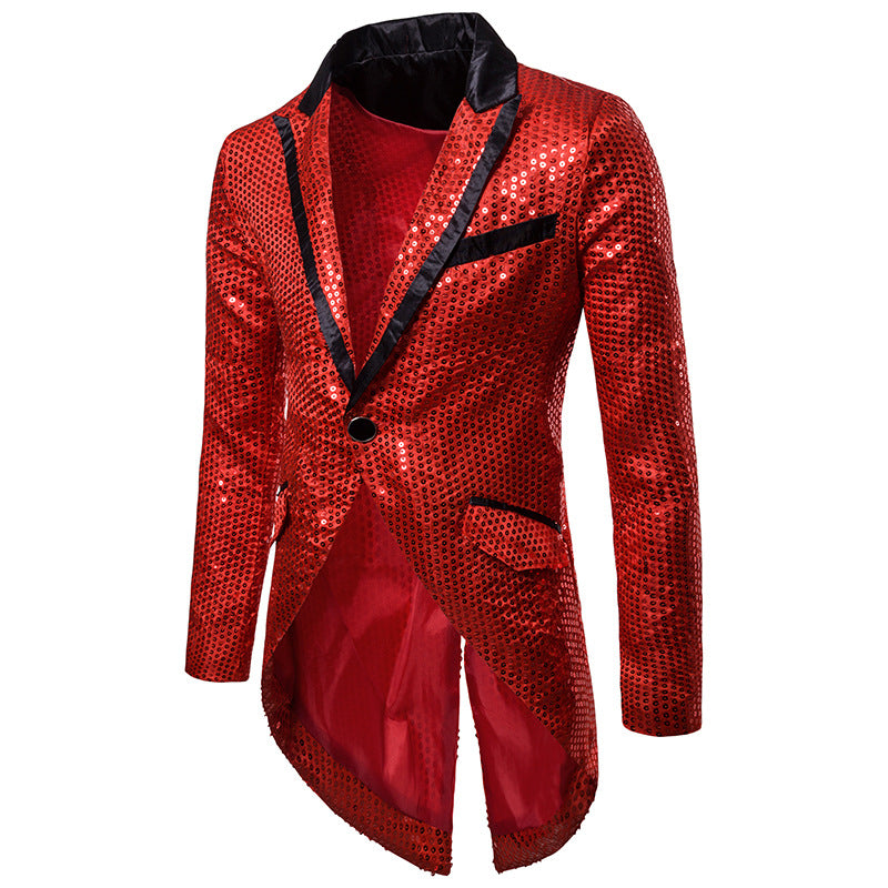 Sequined Single Button Suit Jacket