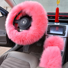 Load image into Gallery viewer, Three-piece Fluffy Steering Wheel Cover Set
