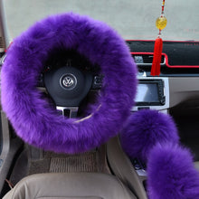 Load image into Gallery viewer, Three-piece Fluffy Steering Wheel Cover Set
